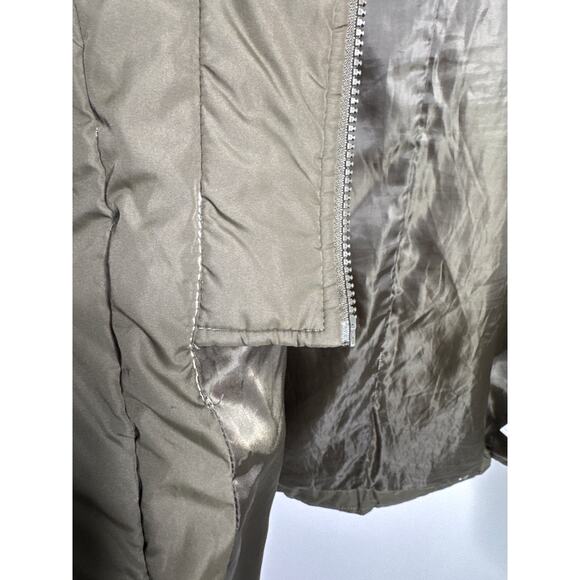 2010s Lauren Ralph Lauren Down Puffer Coat Shawl Collar Hood Olive Green Medium - Picture 12 of 14